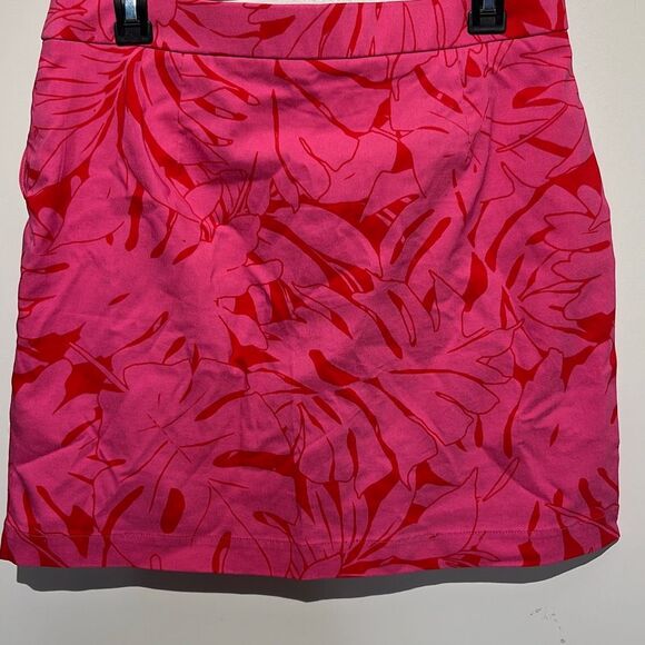 Rafaella Women's Pink Leaf Print Elastic Waist Built-In Shorts Mini Skort Medium - Picture 4 of 9